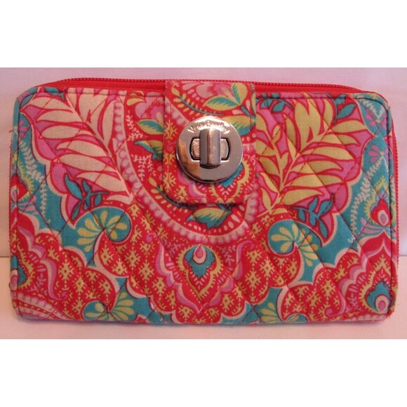 Vera Bradley Handbags - Vera Bradley Quilted Turn Lock and Zip Close Wallet Orange Paisley in Paradise